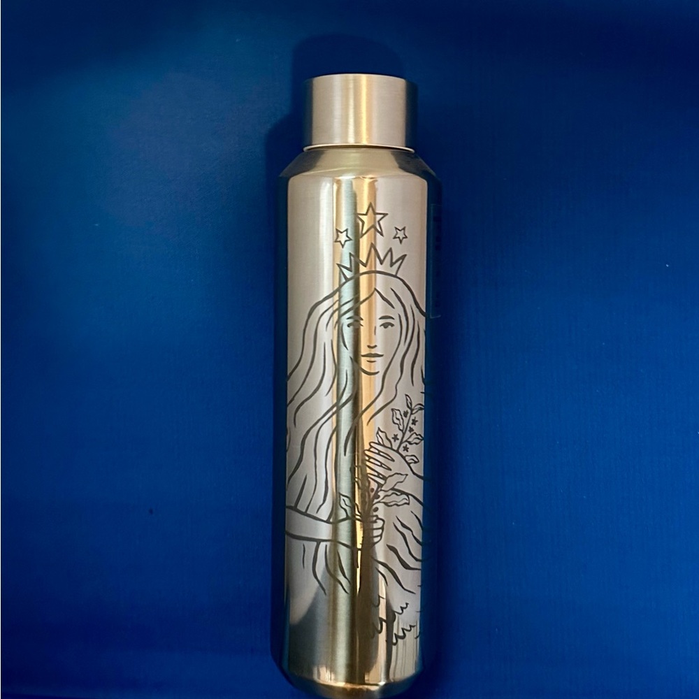 Silver Stainless Steel Water Bottle with Artistic Design